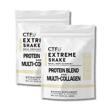 Vanilla EXTREME SHAKE w/Sensoril® Ashwagandha PROTEIN & MULTI-COLLAGEN - 2 Pack (30 servings, 2 scoops per serving)